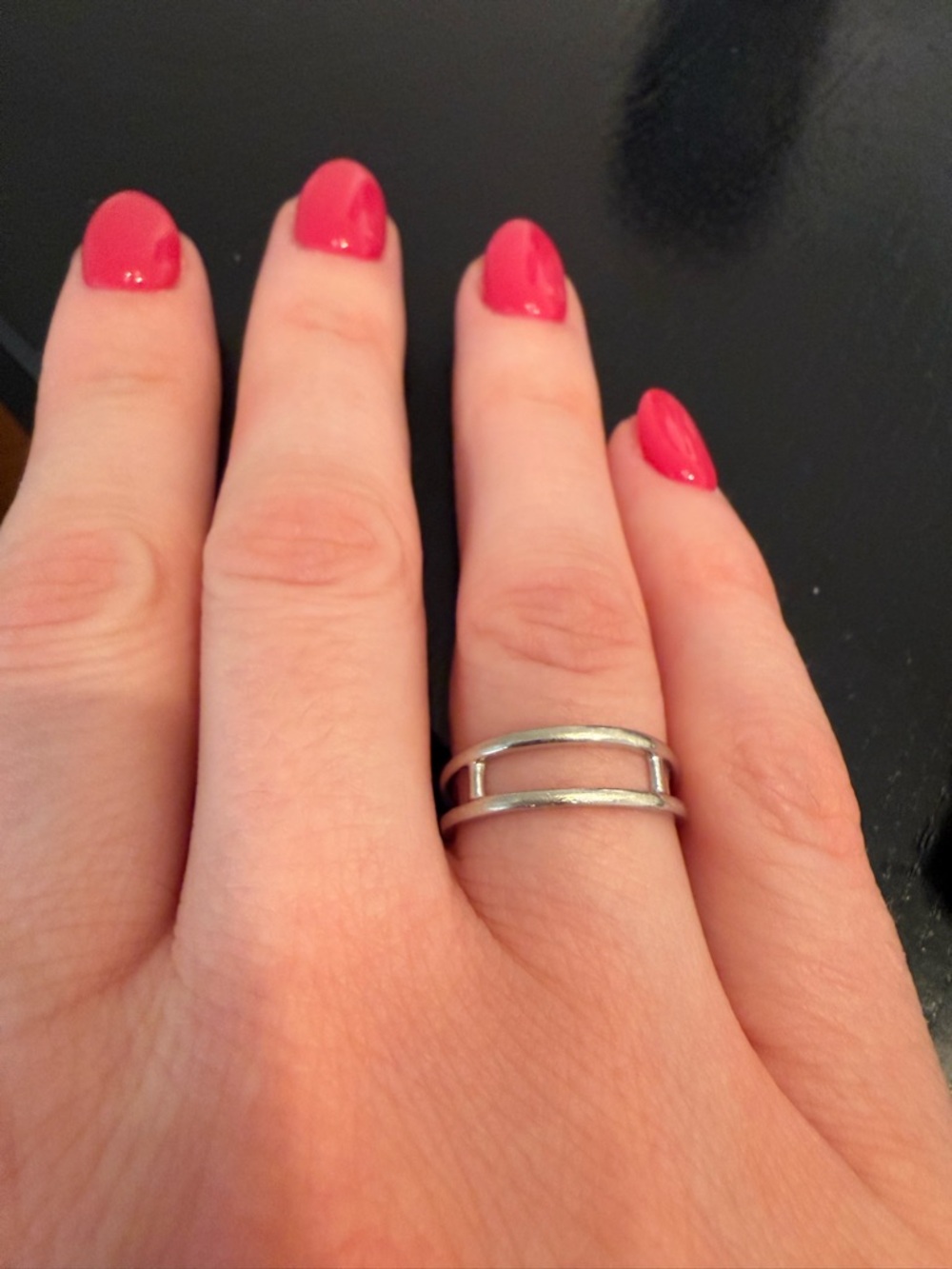 Mejuri White Gold Double Lines Ring - Picture 3 of 3